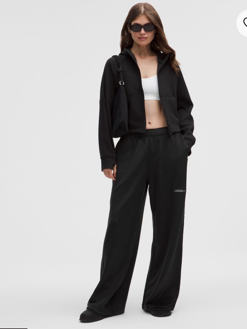 lululemon athletica Black Plush Velour Wide-Leg Joggers size L nwt